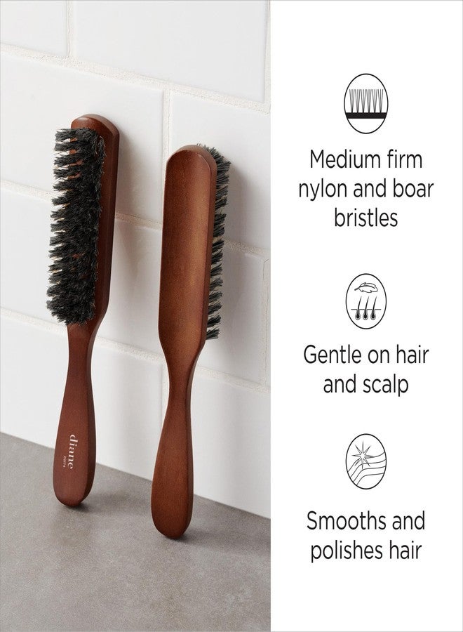 Diane Reinforced Boar Bristle Styling Brush for Men and Barbers – Medium Bristles for Thick and Curly Hair – Use for Detangling, Smoothing, Wave Styles, Restore Shine and Texture - Image 2