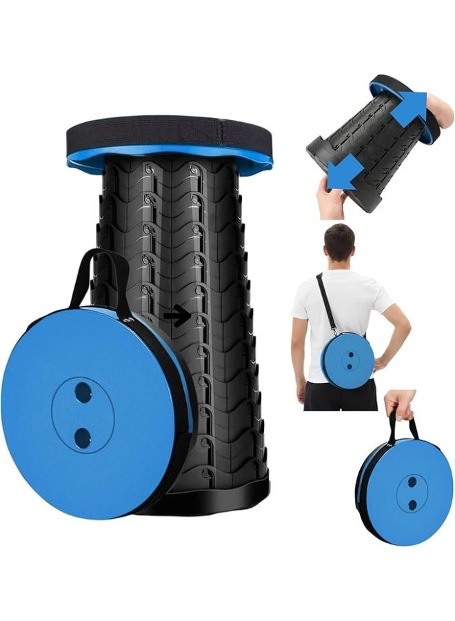 Upgraded Portable Collapsible Folding Stool,Retractable Telescoping Foldable Camping Stool Adsjustable Stool for Adults for Outdoor Fishing Hiking Travel BBQ Max Loading 550lb (Blue) - Image 1