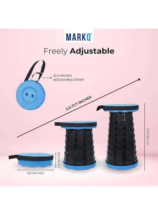 Upgraded Portable Collapsible Folding Stool,Retractable Telescoping Foldable Camping Stool Adsjustable Stool for Adults for Outdoor Fishing Hiking Travel BBQ Max Loading 550lb (Blue) - Image 2