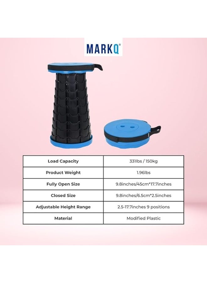 Upgraded Portable Collapsible Folding Stool,Retractable Telescoping Foldable Camping Stool Adsjustable Stool for Adults for Outdoor Fishing Hiking Travel BBQ Max Loading 550lb (Blue) - Image 3