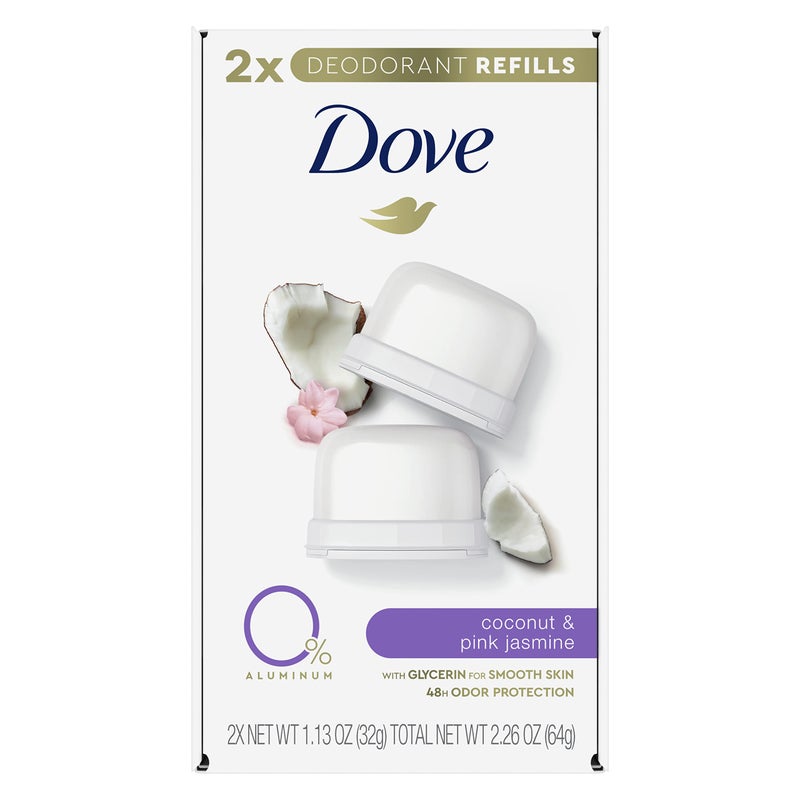 Dove Refillable Deodorant Refill Kit Deodorant For Women Coconut & Pink Jasmine 0% Aluminum 1.13 oz 2 Refills - Image 1