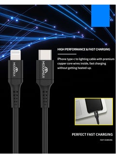 MOOGMAX Typec to lightning plastic charging and sync cable 1M supports fast charing certificated from Apple MFI black from Moogmax  - Image 3