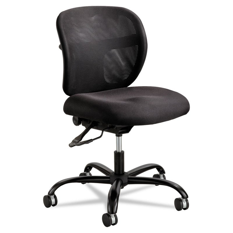 Safco Vue IntensiveUse Big and Tall Rolling Swivel Task Chair  500lbs Capacity Ergonomic Mesh Back Caster Wheels  Black 3397BL