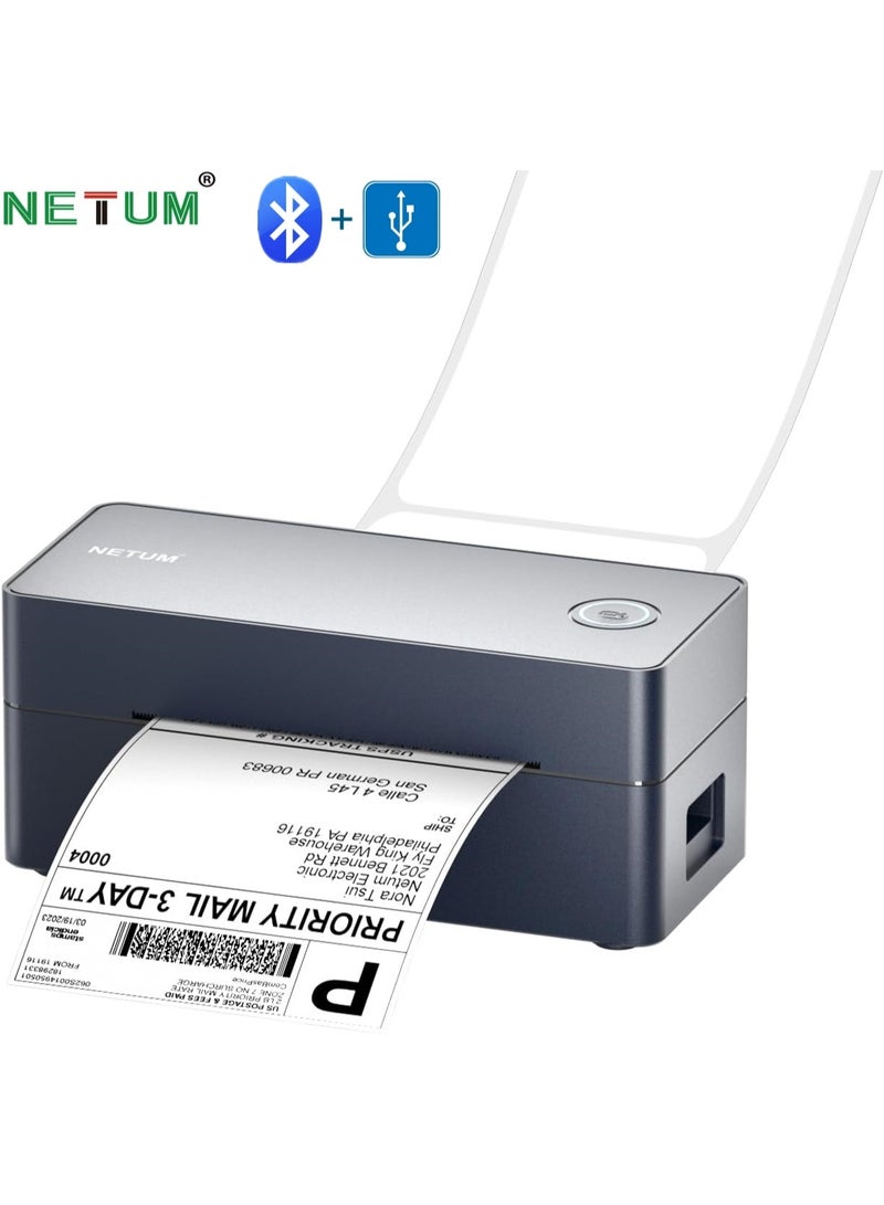 NETUM 2 in 1 Bluetooth+USB Thermal Shipping Label Printer, 4x6 Portable Thermal Address Label Maker for Small Business, Compatible with iPhone,Android,Windows,Mac–Works with Etsy/FedEx/Shopify USPS&More - Image 1