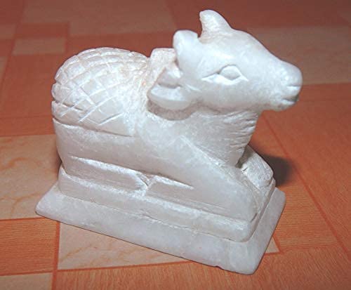 A & S VENTURES A&S Ventures White Marble Stone Nandi Idol || Handcrafted White Nandi Maharaj Statue || Shiv Ji Cow Nandi Small 5cm for Home Puja, Shivling, Shivratri Saawan Worship - Image 5