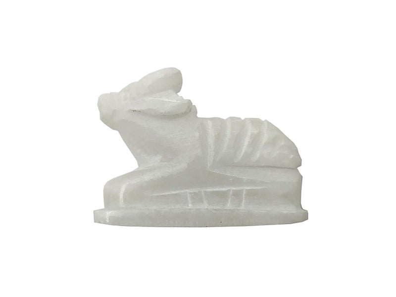 A & S VENTURES A&S Ventures White Marble Stone Nandi Idol || Handcrafted White Nandi Maharaj Statue || Shiv Ji Cow Nandi Small 5cm for Home Puja, Shivling, Shivratri Saawan Worship - Image 3
