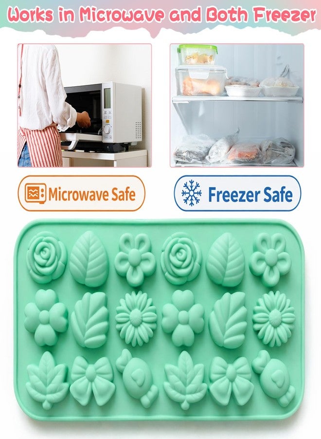 Sliner 3 Pcs Flower Candy Molds Silicone 3D Daisy Rose Bow Tulip Leaf Chocolate Molds 18-cavities for Chocolate Gummies Cupcake Jelly Muffin Cookie Dessert Baking Ice Cube Soap Making - Image 5