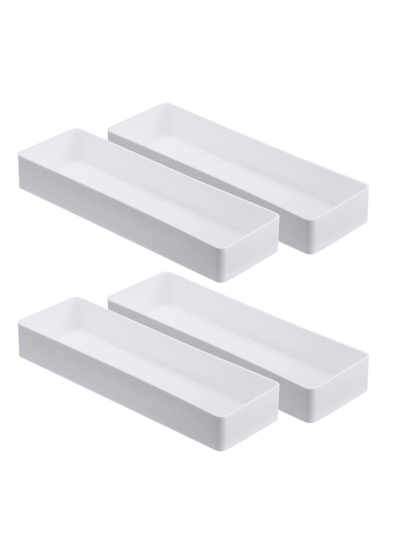 Excefore - 2 Pack Plastic Drawer Organizer, 9.5 x 3 x 1.4 In Tabletop Organizer Tray Stationery Holder White Half Accessory Tray Stackable Storage Container For Vanity Office Home Utensils Gadgets Shelf Kitchen - Image 1