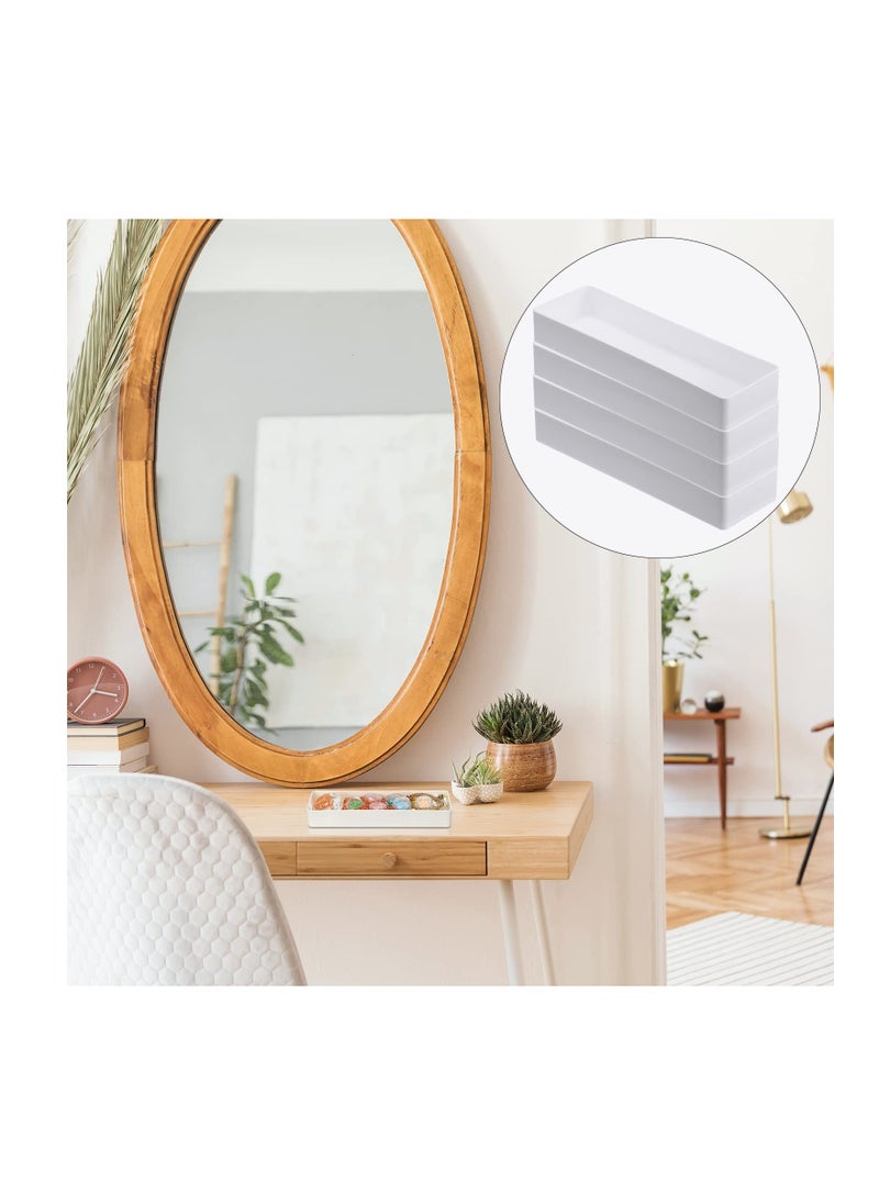Excefore - 2 Pack Plastic Drawer Organizer, 9.5 x 3 x 1.4 In Tabletop Organizer Tray Stationery Holder White Half Accessory Tray Stackable Storage Container For Vanity Office Home Utensils Gadgets Shelf Kitchen - Image 1