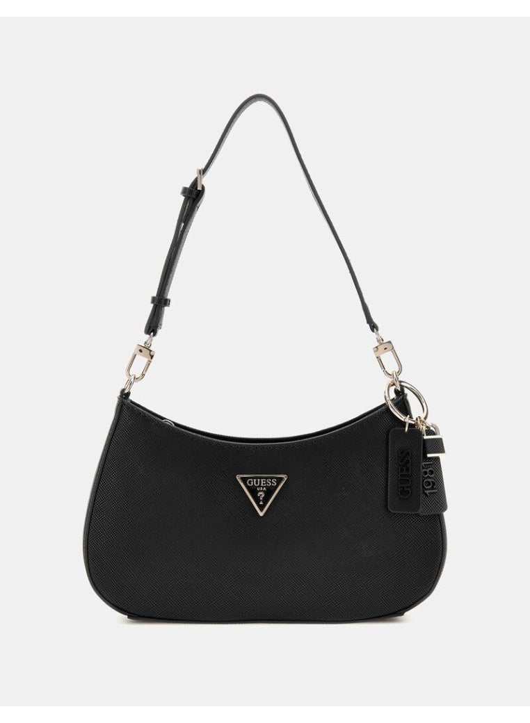 GUESS Noelle Saffiano Shoulder Bag – Black Elegance in Every Detail - Image 1