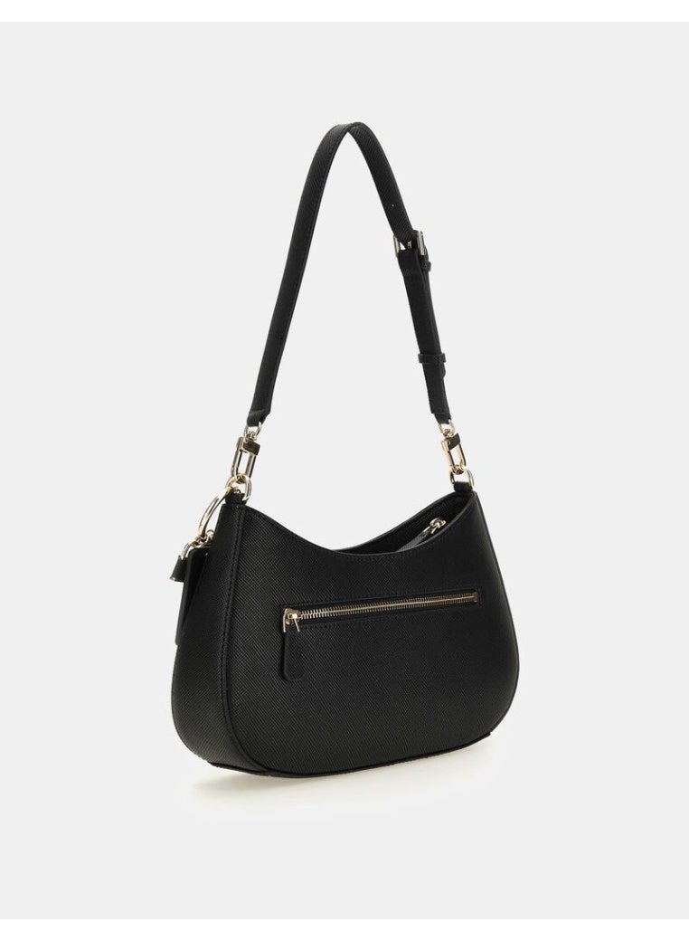 GUESS Noelle Saffiano Shoulder Bag – Black Elegance in Every Detail - Image 2