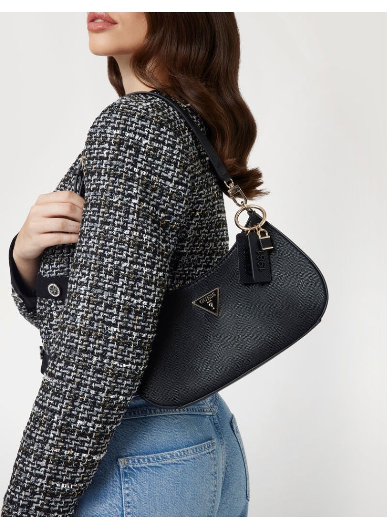 GUESS Noelle Saffiano Shoulder Bag – Black Elegance in Every Detail - Image 3