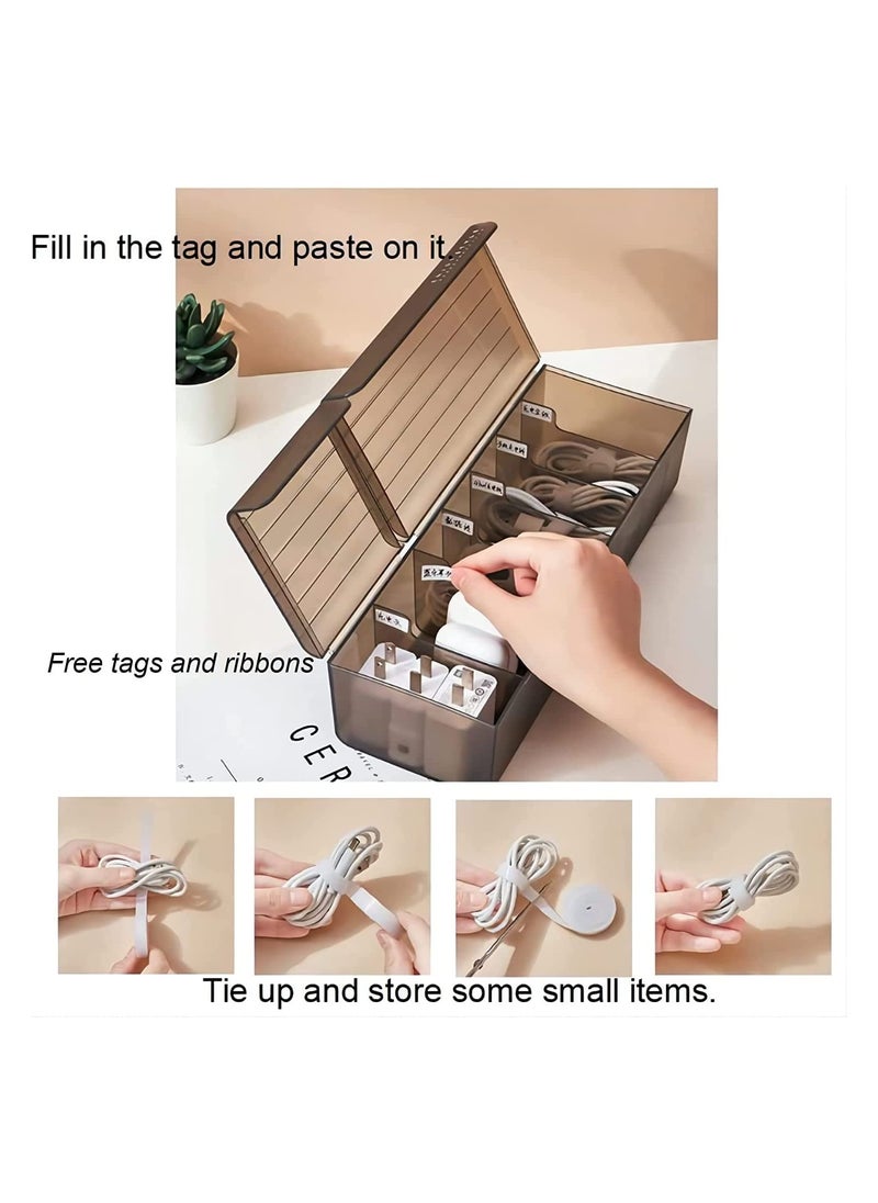 Generic Data Cable Organizer Box with 7 Compartments for Efficient Cable Management and Storage - USB Cord Sorter for Small Desk and Electronic Accessories  - Image 4