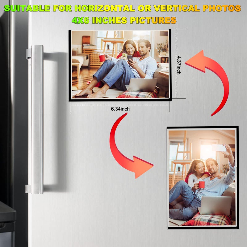 CHUNNIAO Black Magnetic Picture Frame 4X6 for Refrigerator Photo Magnets Sleeves - Image 2