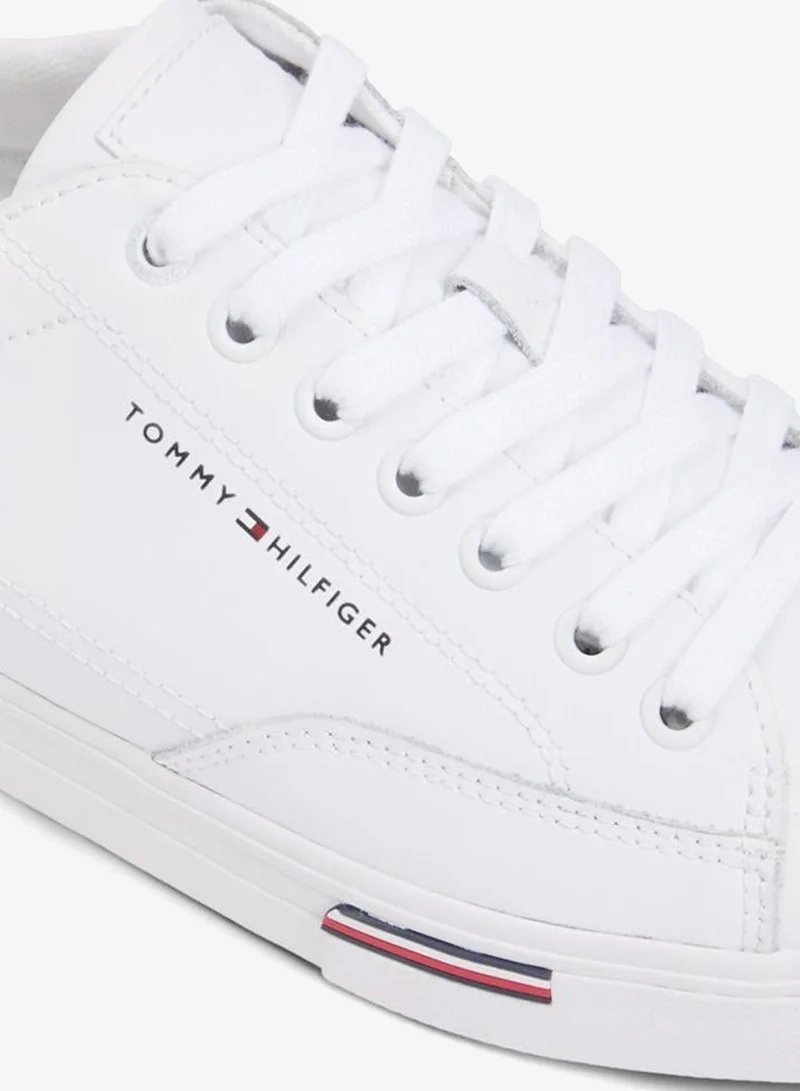 Tommy Hilfiger White Signature Midsole Lace-Up Sneakers With Leather for Men | Best Price UAE
