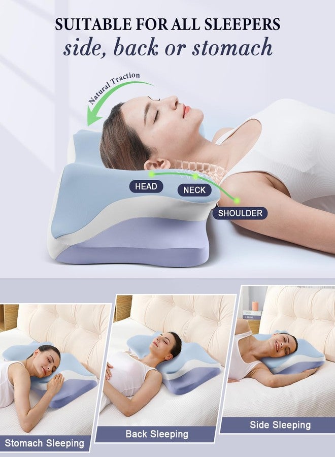 Silkena Cervical Neck Pillow, Cooling Neck Pillows for Sleeping (Blue) - Image 3
