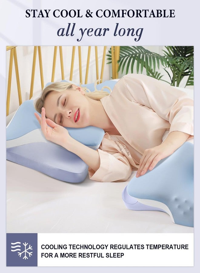 Silkena Cervical Neck Pillow, Cooling Neck Pillows for Sleeping (Blue) - Image 2