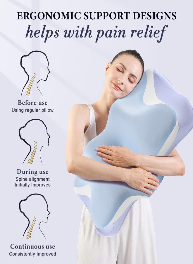 Silkena Cervical Neck Pillow, Cooling Neck Pillows for Sleeping (Blue) - Image 4