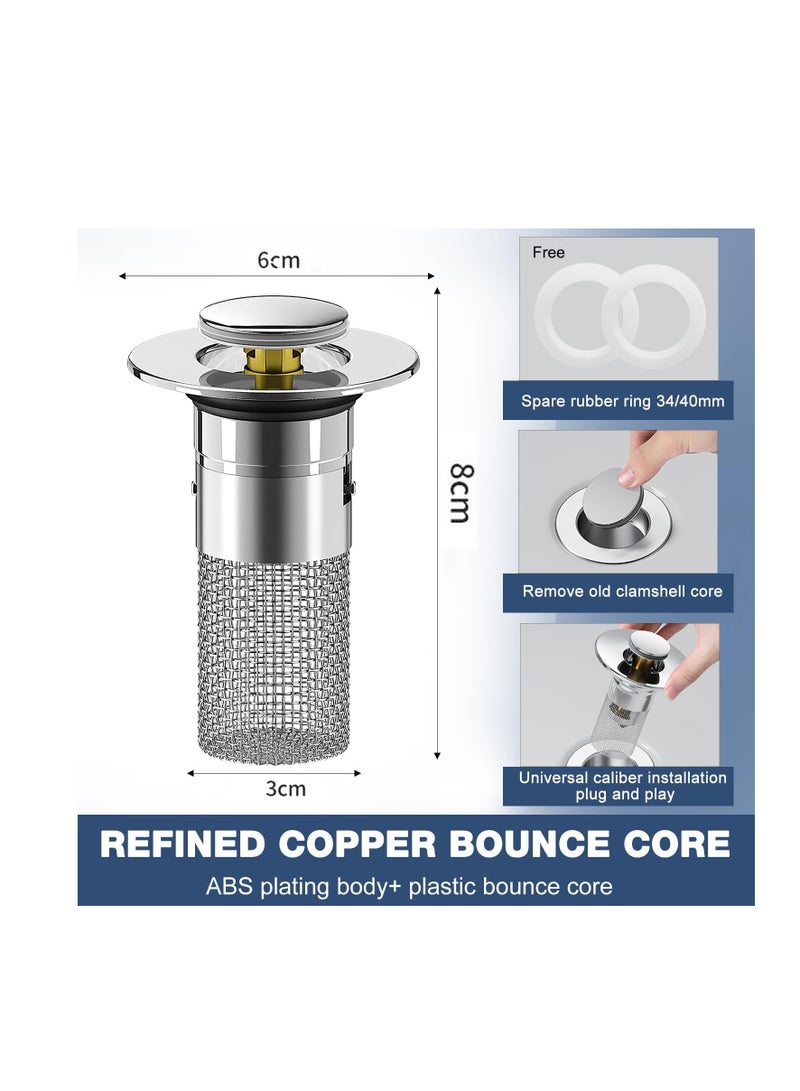 Stainless Steel Sink Drain Strainer, Hair Catcher, Floor Filter, Basin Replacement Stopper for Bathroom Sink. - Image 2