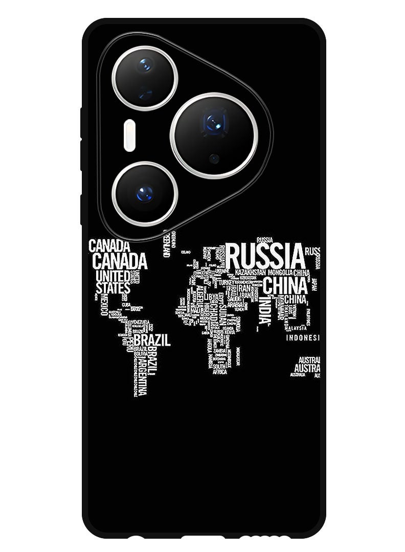 Theodor Case Compatible with Huawei Pura 80 Pro 6.8 Inch Protection Shockproof Bumper Cover Written World Map - Image 1