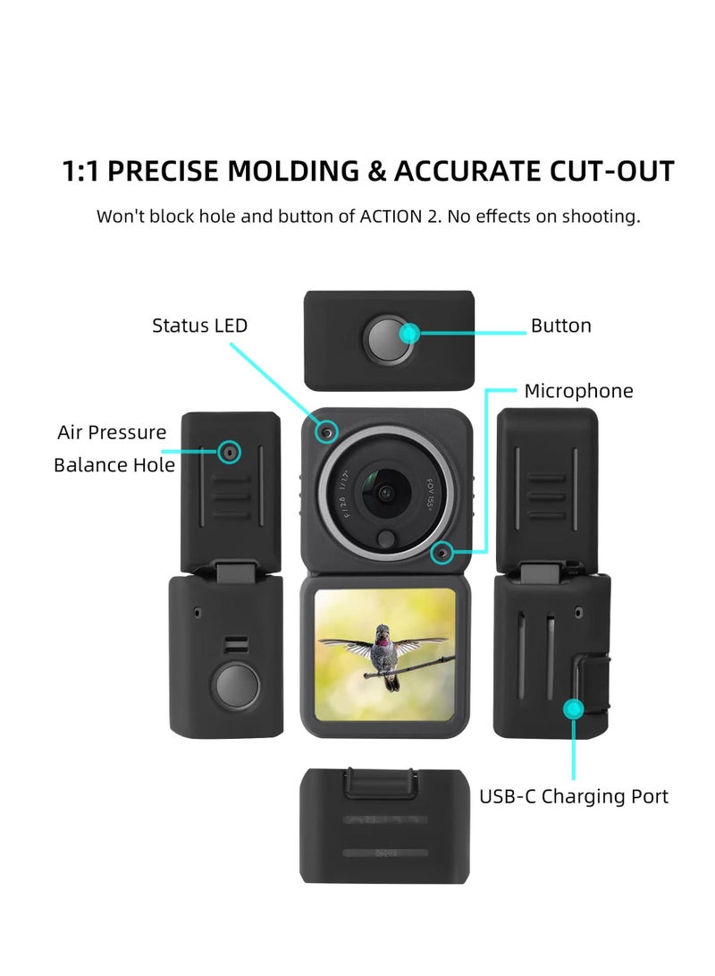 SYOSI Protective Cover for DJI ACTION 2, Split-Type Silicone Case Scratch-Proof Sleeve for ACTION 2 Dual-Screen Combo Camera Accessories (Power Version)  - Image 2