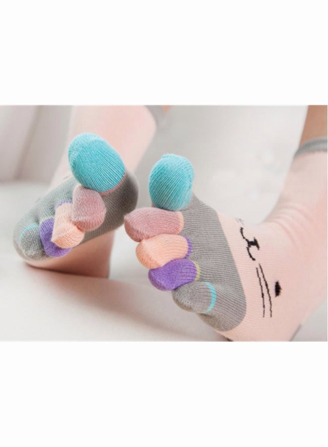 Toe Socks SYOSI 3 Pairs of Toe Socks for Women Funny Cute 5 Finger Ankle Socks Colorful Novelty Crazy Spring and Autumn Thick Breathable Cotton Split Toe Socks - Image 5