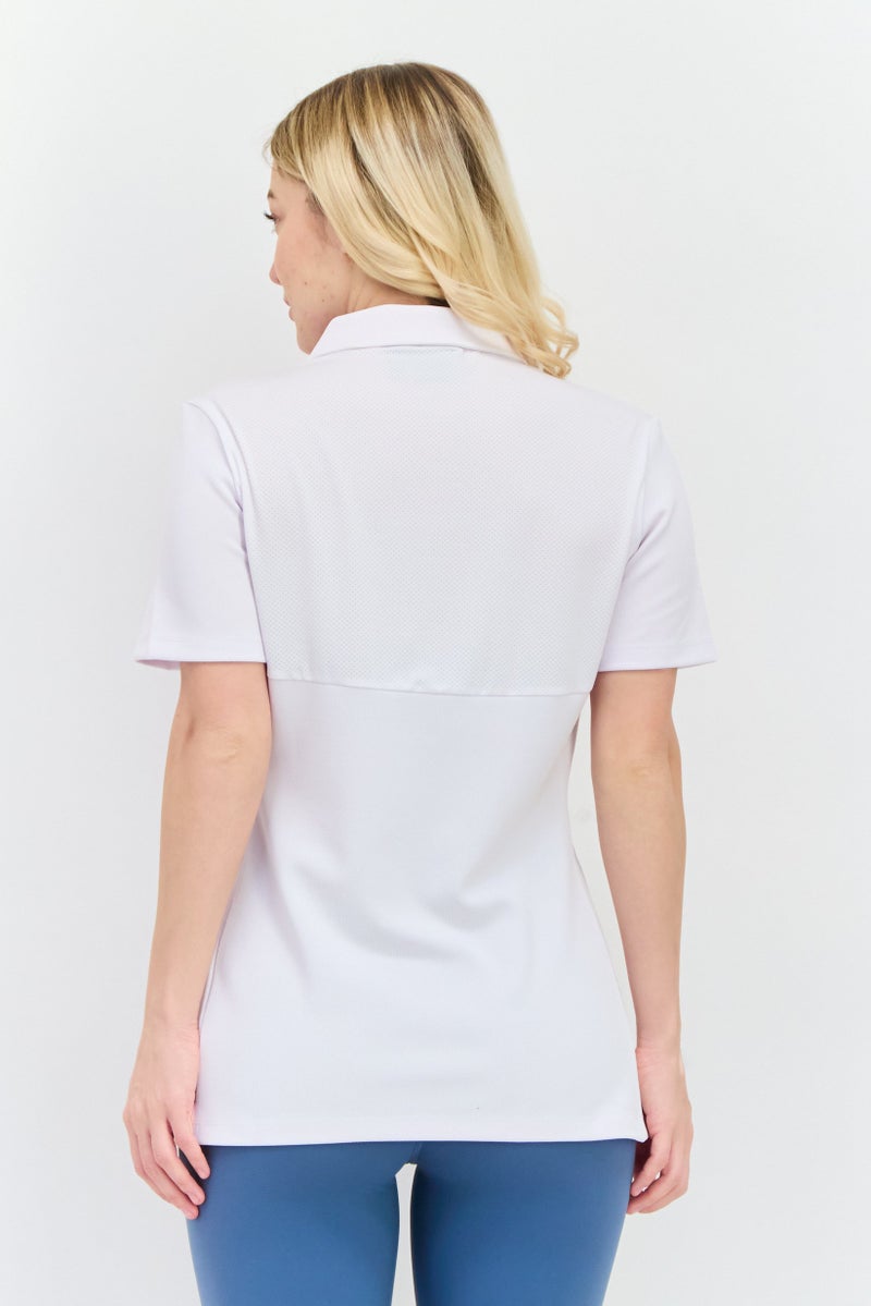 Lyle & Scott Women Spread Collar Short Sleeves Brand Logo Polo Shirt, White  - Image 3