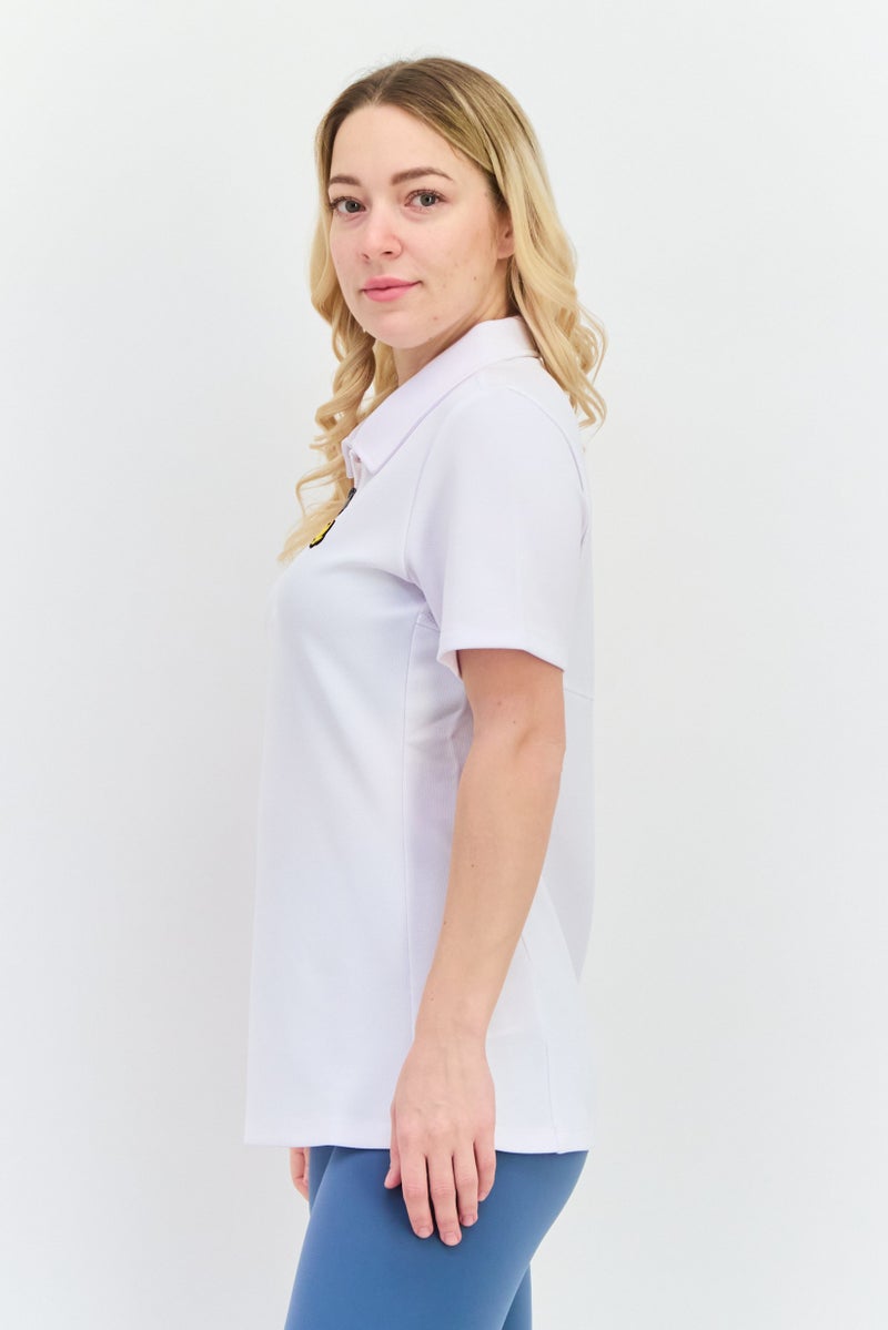 Lyle & Scott Women Spread Collar Short Sleeves Brand Logo Polo Shirt, White  - Image 2