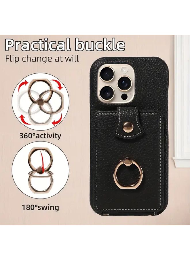حامل هاتف على شكل حقيبة عرضية من الجلد البني الصناعي مزود بفتحات للبطاقات وحامل لجهاز iPhone 11 - Image 5
