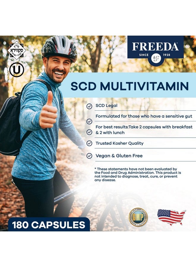 Freeda فريدا SCD متعدد الفيتامينات - مكمل يومي متعدد الفيتامينات للرجال والنساء - نباتي، خالي من الغلوتين، قانوني SCD - فيتامينات للبالغين معتمدة كوشير - صديقة لنظام الكربوهيدرات المحدد - 180 كبسولة - Image 2