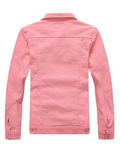 DSDZ Mens Classic Slim Fit Motorcycle Denim Jacket Coat Pink SAsian L - Image 3