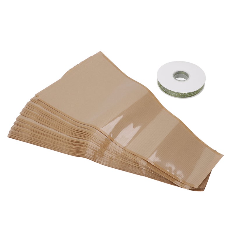 50PCS Flower Wrapping Bags Kraft Paper DIY Floral Packing Sleeves Bouquet Wrap Bags with Ribbon for Wedding Birthday Graduation Anniversary - Image 4
