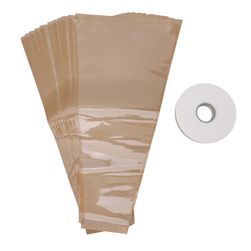 50PCS Flower Wrapping Bags Kraft Paper DIY Floral Packing Sleeves Bouquet Wrap Bags with Ribbon for Wedding Birthday Graduation Anniversary - Image 1