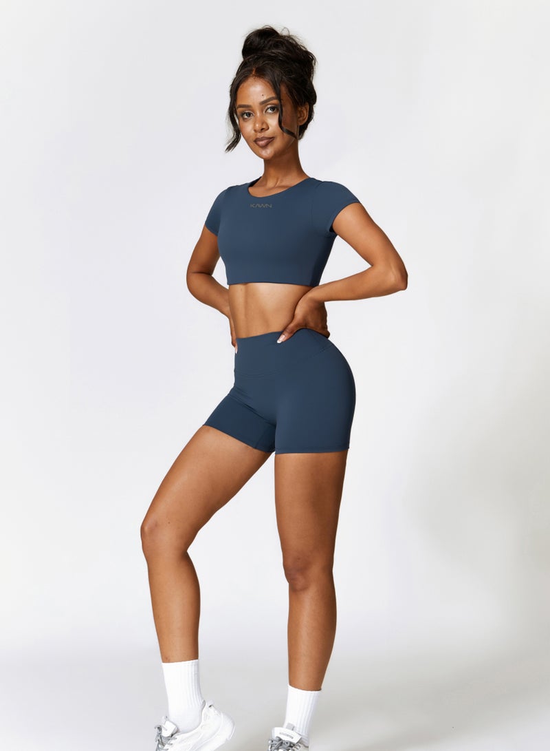 KAWN.YOGA Womens Mid Waist Contour Workout Sport Yoga Shorts - Image 1