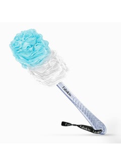 Fabskin Luxury Bath Loofah Duo Pack - Loofah Sponge And Loofah Brush With Plastic Handle | Loofah For Bathing For Women & Men | Bath Brush Body Back Scrubber For Bathing (Blue And White)  - Image 3
