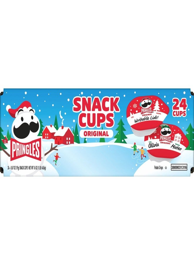 Pringles رقائق بطاطس برينجلز، وجبات خفيفة للعطلات، هدايا صغيرة، أكواب وجبات خفيفة، الأصلية (24 كوب) - Image 4