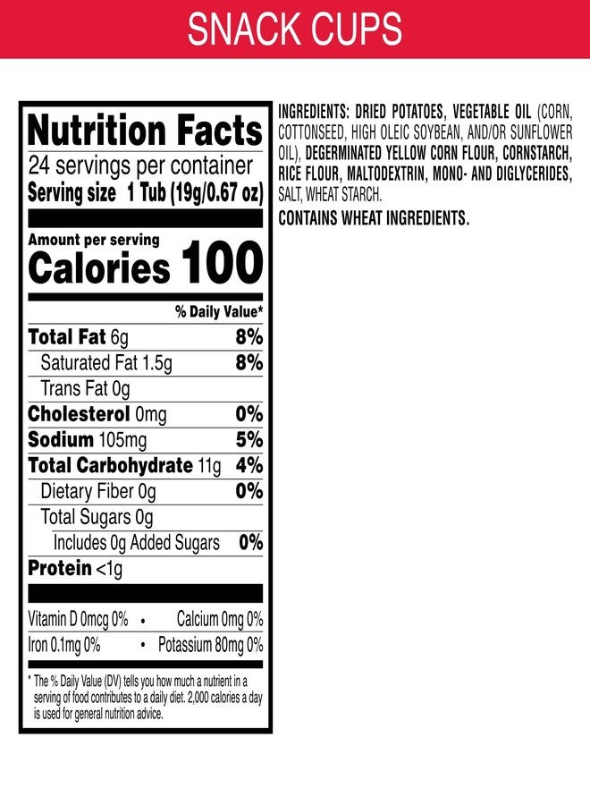 Pringles رقائق بطاطس برينجلز، وجبات خفيفة للعطلات، هدايا صغيرة، أكواب وجبات خفيفة، الأصلية (24 كوب) - Image 2