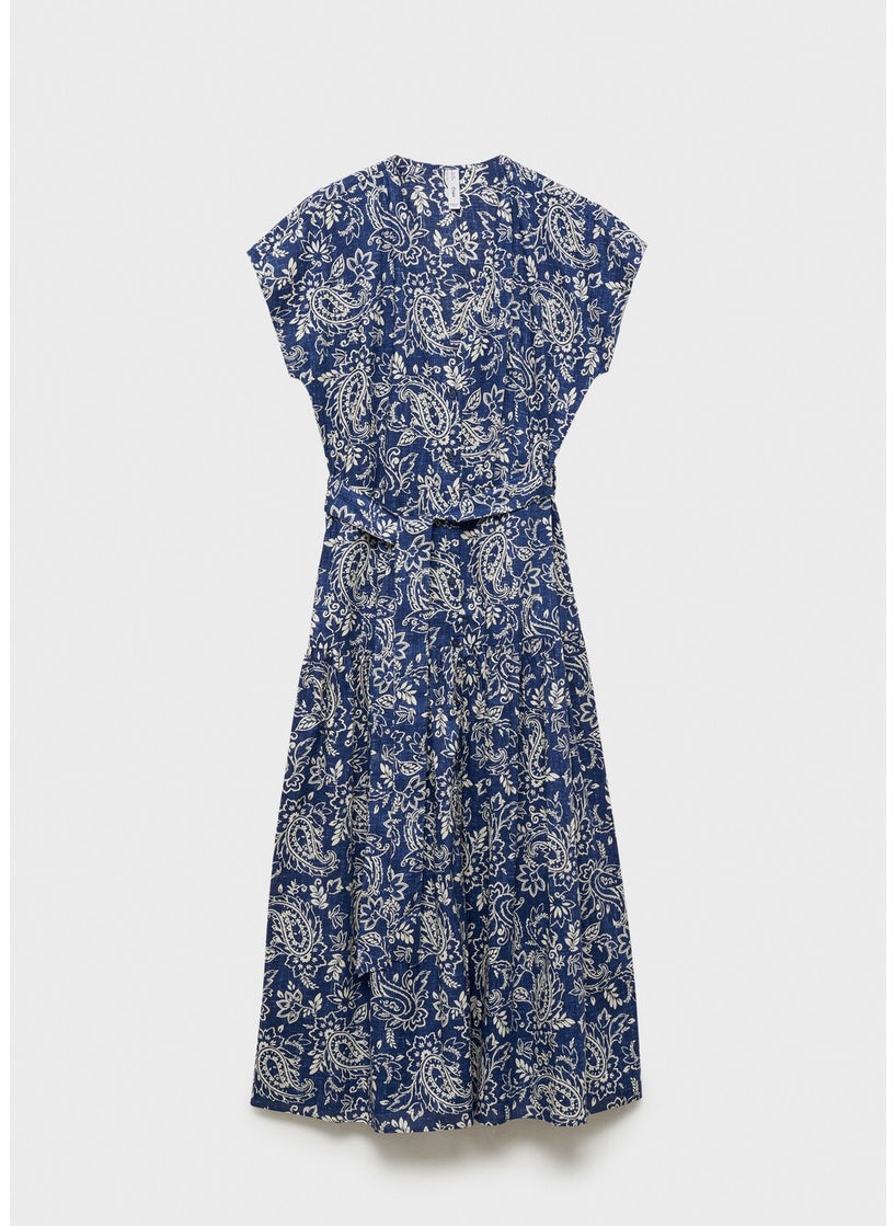 MANGO Paisley Flared Dress With Belt  - Image 5