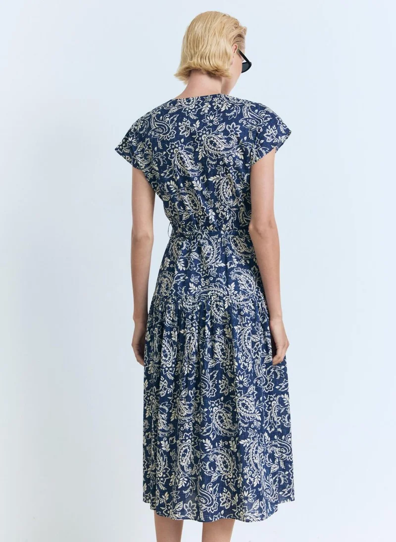 مانجو Paisley Flared Dress With Belt
