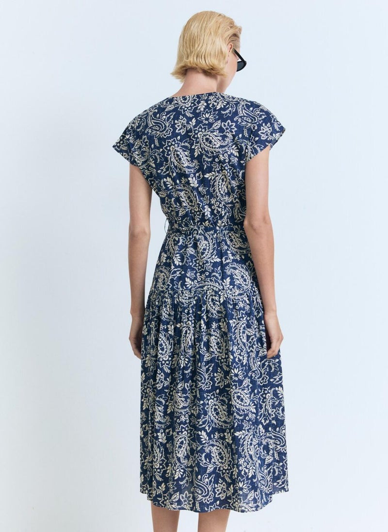MANGO Paisley Flared Dress With Belt  - Image 2