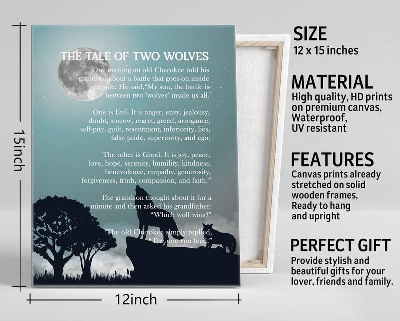 WKYAER The Tale of Two Wolves Canvas Wall Art - Image 3