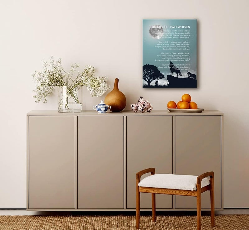 WKYAER The Tale of Two Wolves Canvas Wall Art - Image 5