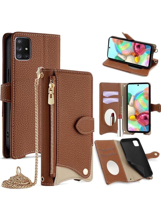 إيروريكس جراب لهاتف Samsung Galaxy A71 5G، جراب هاتف من الجلد بتصميم ذيل السمكة بتصميم سلسلة من الليتشي - Image 1