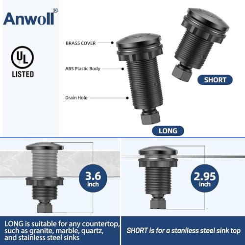 ANWOLL Garbage Disposal Air Switch Kit -Professional- Dual Outlet, Sink Top Waste Disposer On/Off, Garbage Disposal Button, Brass Made Cover, UL Listed - Image 5