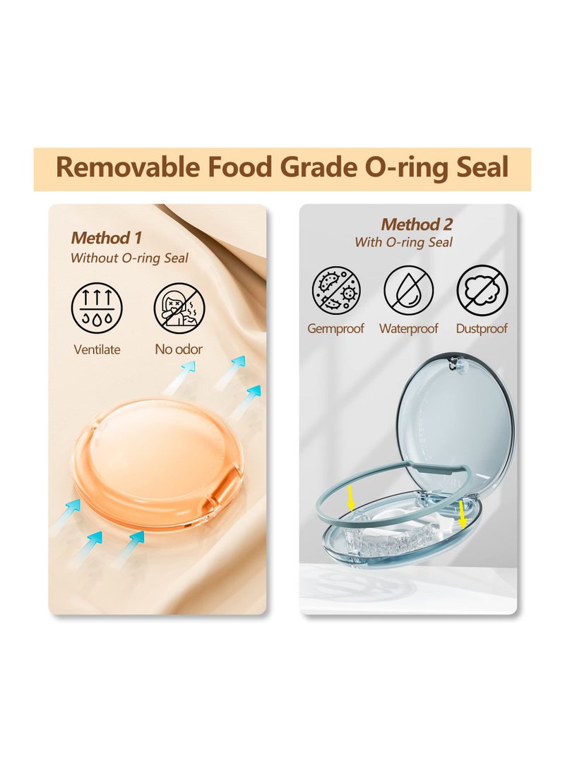 2 Pack Orthodontic Retainer Case with Magnetic Closure, Slim Portable Night Guard Holder, Easy Clean Aligner Case for All Ages (Blue/Orange) - Image 2