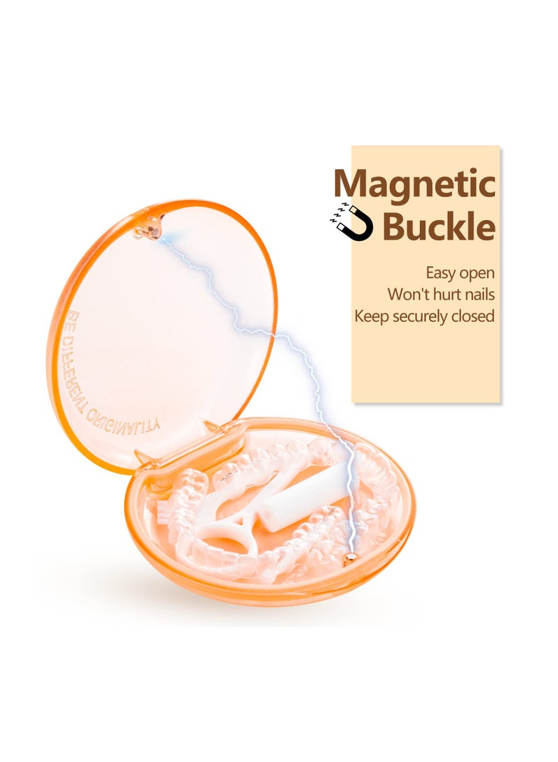 2 Pack Orthodontic Retainer Case with Magnetic Closure, Slim Portable Night Guard Holder, Easy Clean Aligner Case for All Ages (Blue/Orange) - Image 4