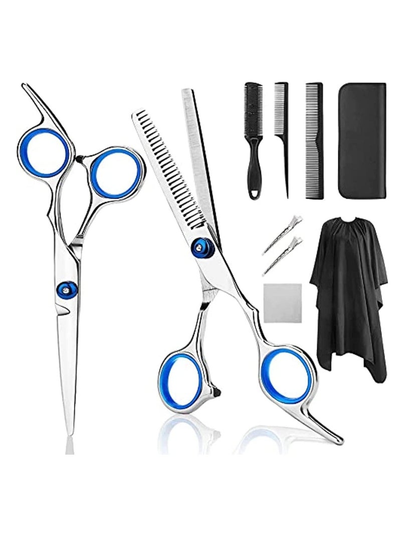 SYOSI Professional Hair Cutting Scissors, 9 PCS Barber Thinning Scissors Hairdressing Shears Stainless Steel Hair Cutting Shears Set with Cape Clips Comb for Barber Salon and Home - Image 1