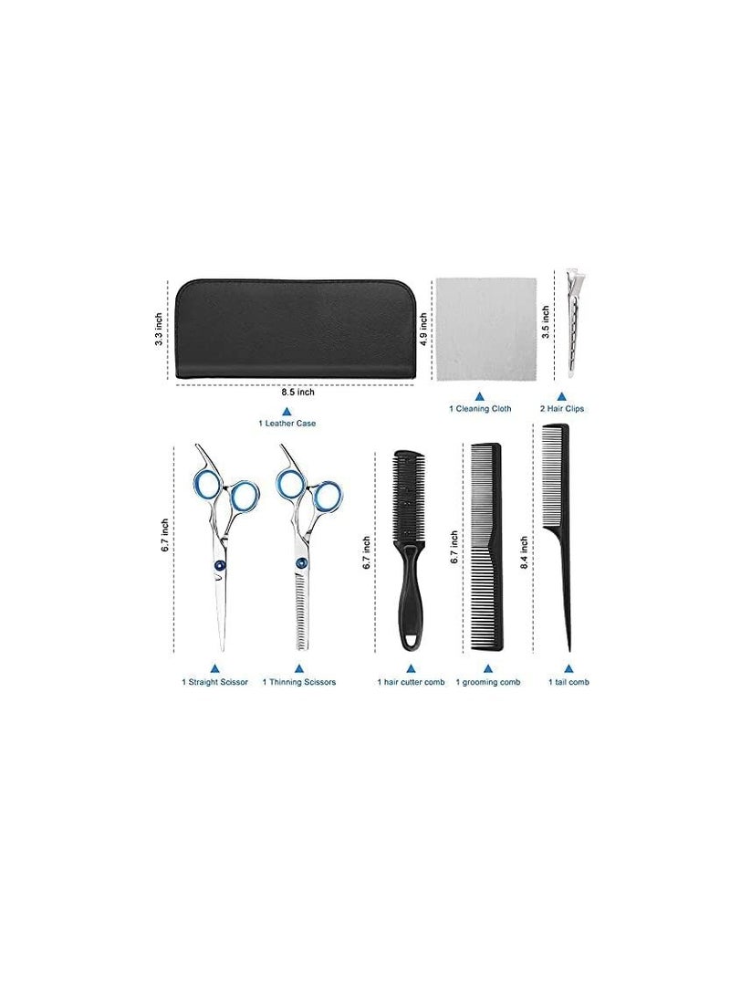 SYOSI Professional Hair Cutting Scissors, 9 PCS Barber Thinning Scissors Hairdressing Shears Stainless Steel Hair Cutting Shears Set with Cape Clips Comb for Barber Salon and Home - Image 5