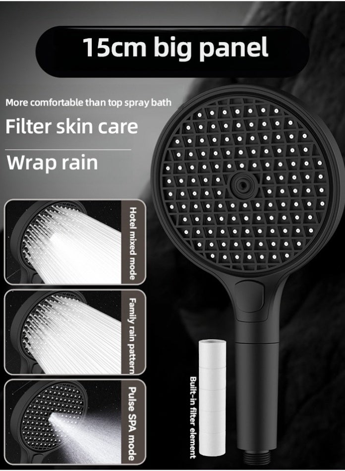 MODI High-Pressure 3 Mode Shower Head with Adjustable Spray, Water Saving, Easy Installation, 15 cm Handheld Shower for Bathroom - BLACK - Image 1