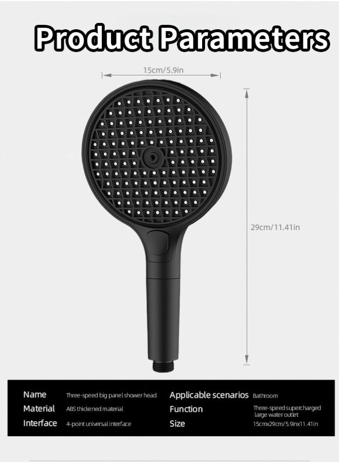 MODI High-Pressure 3 Mode Shower Head with Adjustable Spray, Water Saving, Easy Installation, 15 cm Handheld Shower for Bathroom - BLACK - Image 3